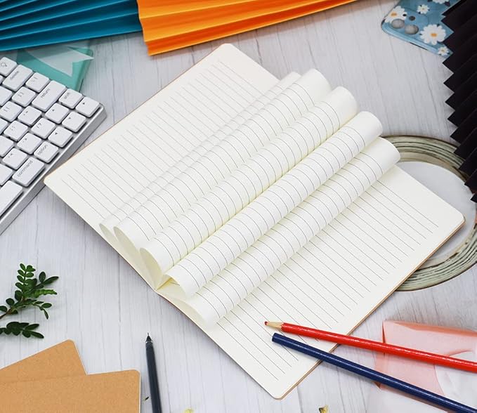 Zegrox 24 Pack A5 Kraft Notebooks, 60 Lined Pages Travel Journal Bulk, Soft Cover Notebooks for Women Girls Students, Making Plans Writing Memos Office School Supplies, 8.3 X 5.5 in