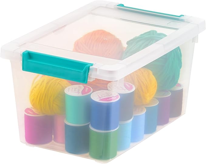 IRIS USA 4 Qt. Plastic Storage Bins Containers with Lids, 6 Pack, Small Sensory Bin, Craft Storage, Craft Organizers & Storage, Organizing Container for Home, Office & Art Supplies, Stackable, Clear