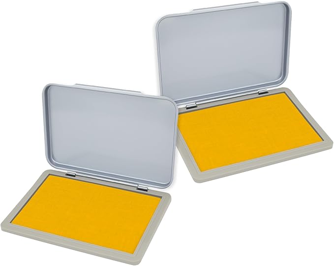 2 Pack Metal Case Stamp Pad Medium Size, Dark Yellow Color - Size: 3" x 4" - Choose from 15 Ink Colors