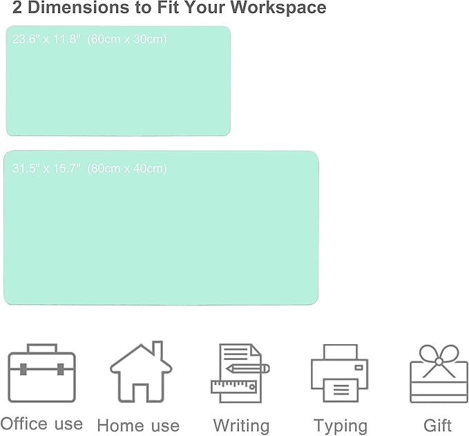 SUJAYU Dual Sided PU Leather Desk Pad, Mouse Pad, Office Desk Mat, Non-Slip Laptop Desk Pad, Waterproof Desk Writing Pad for Office and Home (23.6" x 11.8", Green+Blue)