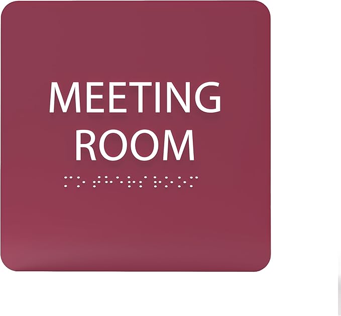 ADA CENTRAL SIGNS - 6" X6" Meeting Room Sign - ADA Compliant Tactile Graphics Grade 2 Braille Text Acrylic Wall Sign - Privacy Interview Room Name Door Sign for Schools Hospitals Offices & Apartments