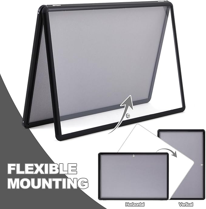 Geetery 36 x 24 Inch Enclosed Fabric Bulletin Board Tamperproof Lockable Noticeboard Fabric&Aluminium Frame Display Cases Wall-Mounted Display Case for School, Office - Secure, Durable