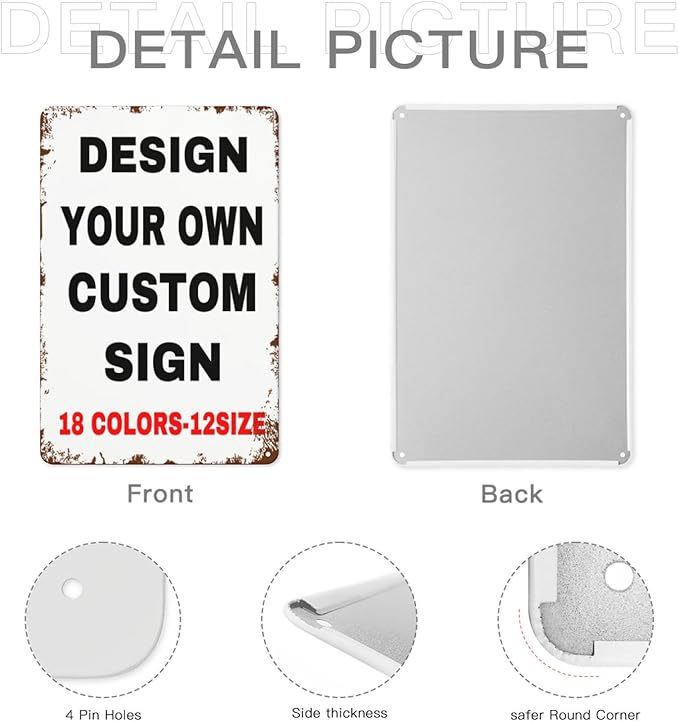 Custom Metal Personalized Signs With Photo Text Logo - Wall Decorative House Signs For Business & Home