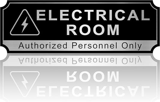 Electrical Room Sign for Business Door, Self-Adhesive Durable Modern Electric Closet Room Sticker for Home, Brushed Silver Authorized Personnel Only Signs for Business ，Workplace