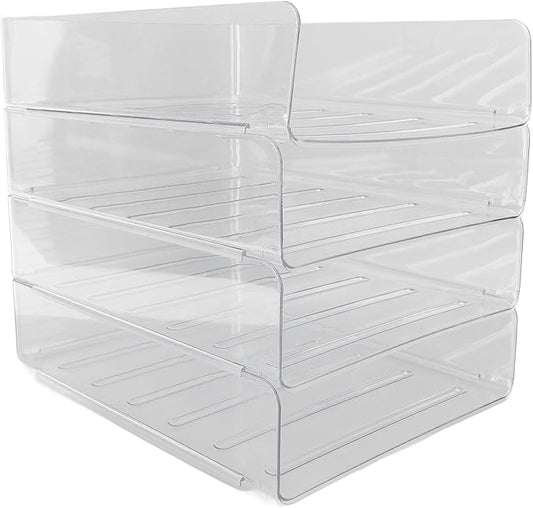 Jeanoko Desk Letter Tray Set Transparent Stackable Organizer for Home Office A4 Paper Storage 4 Layers