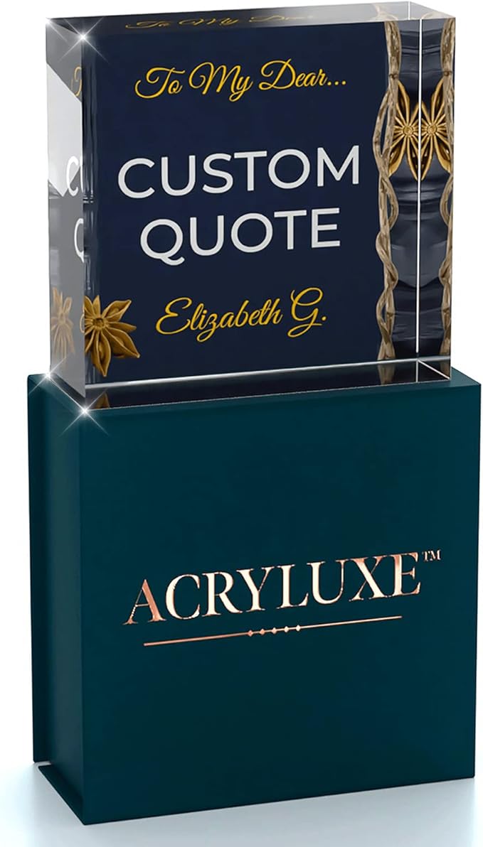 Custom Acrylic Sign Personalized, Custom Desk Name Plate, 18 Styles, (4"x4"), With Gift Box, USA Made by Acryluxe. (Trenton)