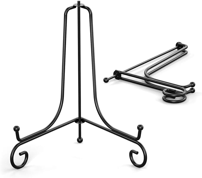 TR-LIFE Plate Stands for Display - 6 Inch Holder + Metal Easel Stand for Picture Frame, Decorative Plates, Book, Photo, Collectibles (2 Pack)