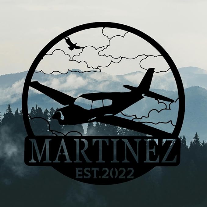 Personalized Metal Airplane Wall Art, Airplane Name Sign, Customized Pilot Name Sign, Airplane Hangar Sign Decor, Aviation Home Office Decor, Large Outdoor Decor, Pilot Gifts, Aircraft Lovers Gift