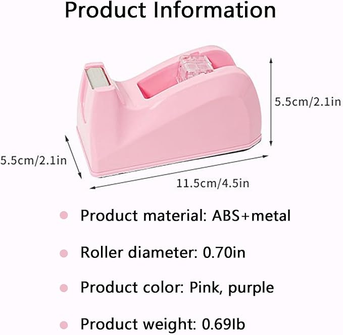 Basics Desktop Tape Dispenser, Office Desk Tape Dispenser, Heavy Duty Desk Accessories Office Tape Dispensers, Weighted Non-Skid Base,Ideal for Home, Office, School, or Business (Purple)