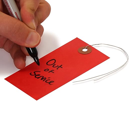 SmartSign Blank Tyvek Shipping Tags with Wire, Size #5 | 4 3/4" x 2 3/8", Pack of 100, Red, Made in USA