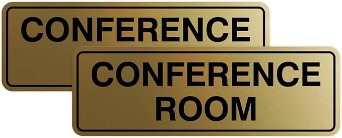 Standard Conference Room Sign - Brushed Gold - Medium 2 Pack