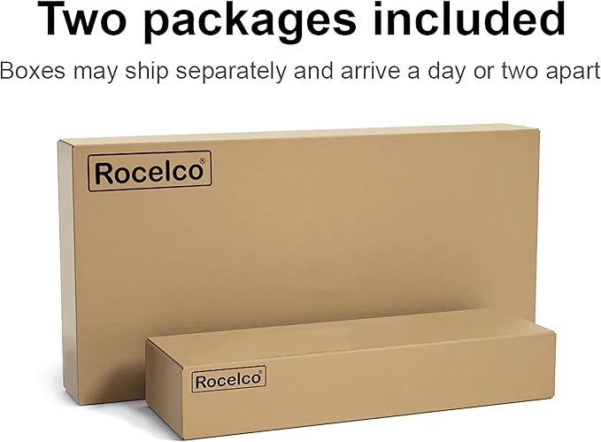 Rocelco 46" Height Adjustable Corner Standing Desk Converter with AC Outlet USB Charger and Dual Monitor Arm Mount - Stand Up Tabletop Riser Workstation - Keyboard Tray - Black (R CADRB-46-ACUSB-MA2)