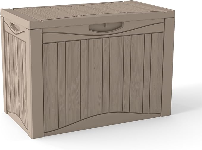 TARKARI 50 Gallon Lockable Resin Deck Box, Waterproof & UV-Resistant Outdoor Storage Box for Outdoor Cushion Storage, Garden Tools & Pool Accessories Storage, Gray