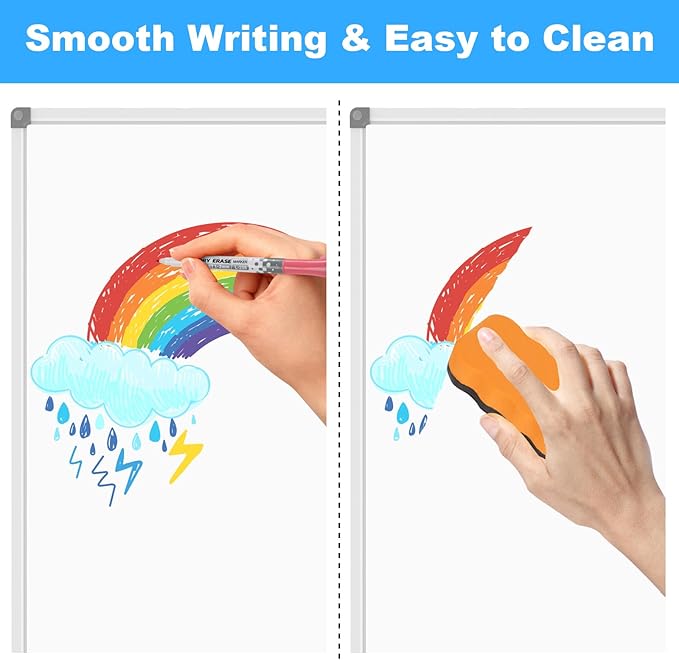 Lockways Dry Erase Board 60 x 40 Inch, Large Magnetic White Board Pack of 2, Aluminium Frame Whiteboard with Marker Tray for School, Office and Home