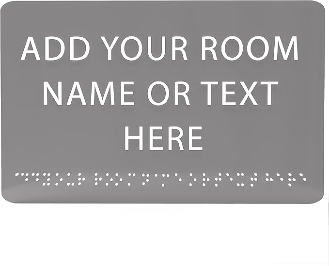 ADA CENTRAL SIGNS - 9" X6" Personalized Custom Sign - ADA Compliant Tactile Graphics Grade 2 Braille Text Acrylic Wall Signs - Add Your Room Name Text Sign for Home School Office Business Workplace