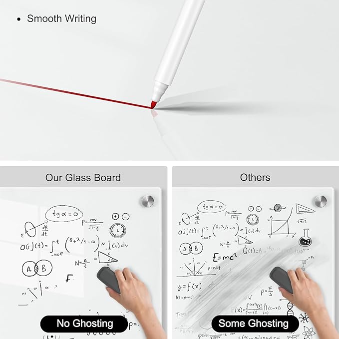 Large Glass Whiteboard, 96 x 48 Inches Magnetic Glass Dry Erase Board for Wall, 8' x 4' Brilliance White Board for Office, Home, School