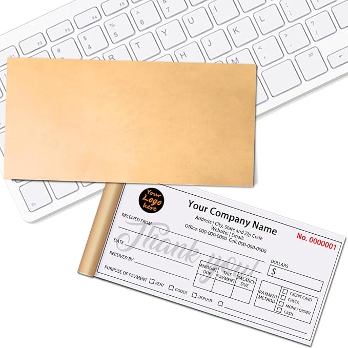 Personalized Invoice Book Custom 2 Part/3 Part Receipt Book Quote Estimate Order Forms Carbonless Form with Your Company Name Logo Address,2-10 Books (Style 3)