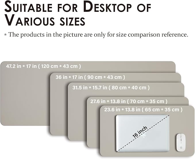 Large Desk Mat - 47.2"x 17" Non-Slip PU Desk Pad for Office and Home - Ideal for Large Mouse Pad and Desk Mats on Top of Desks(Light Gray)