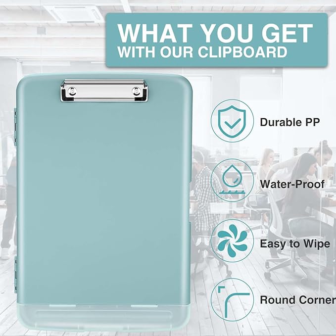 Sooez Clip Boards 8.5x11 with Storage, High Capacity Storage Clipboard, Nursing Clipboard Folder with Pen Holder, Heavy Duty Plastic Clipboard with Low Profile Clip, Clipboard Binder for Teacher, Work