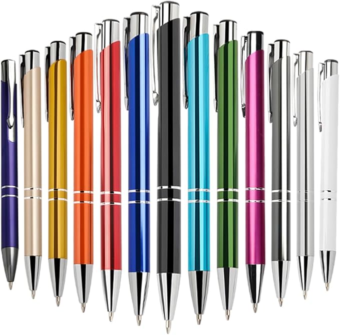Yucold Customized ballpoint pens in bulk, personalized ballpoint pens with free engraving, for use in companies, enterprises, graduation anniversaries (Silver,13)