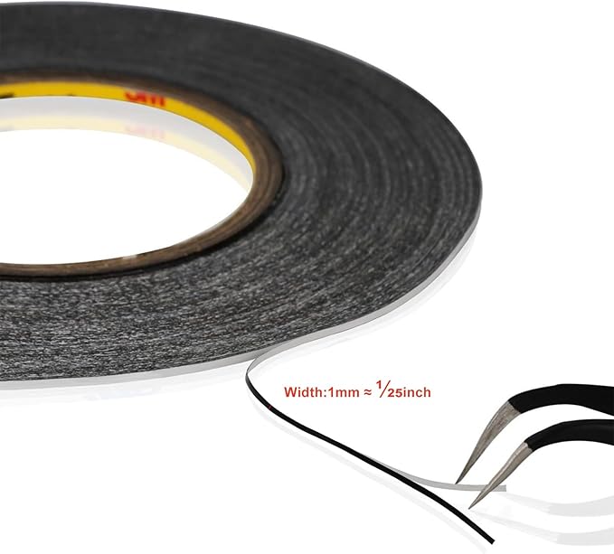Kaisiking 1mm x 50M LCD Repair Tape for Phone Screen, Adhesive Tape with 1 Tweezers for Cell Phone, iPad, Tablets, Laptops, Camera