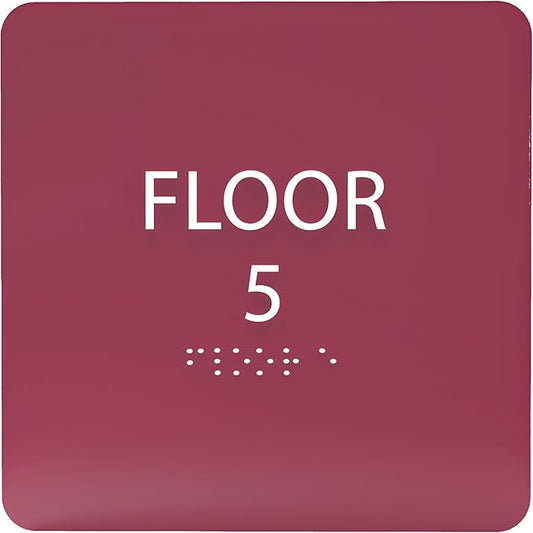 ADA CENTRAL SIGNS - 6" X6" Floor 5 Sign - ADA Compliant Tactile Graphics Grade 2 Braille Text Acrylic Wall Signs - Directional Assistance, Floor Number Safety Sign for Office, school Hospital, Apartment