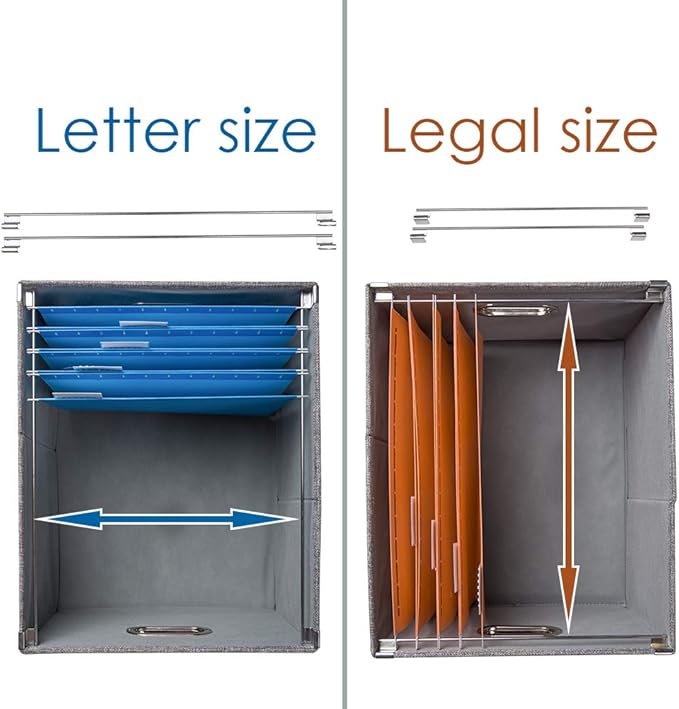 PRANDOM File Organizer Box - Set of 1 Collapsible Decorative Linen Filing Storage Hanging File Folders with Lids Office Cabinet Letter/Legal Size Black (17x14x11.2 inch)