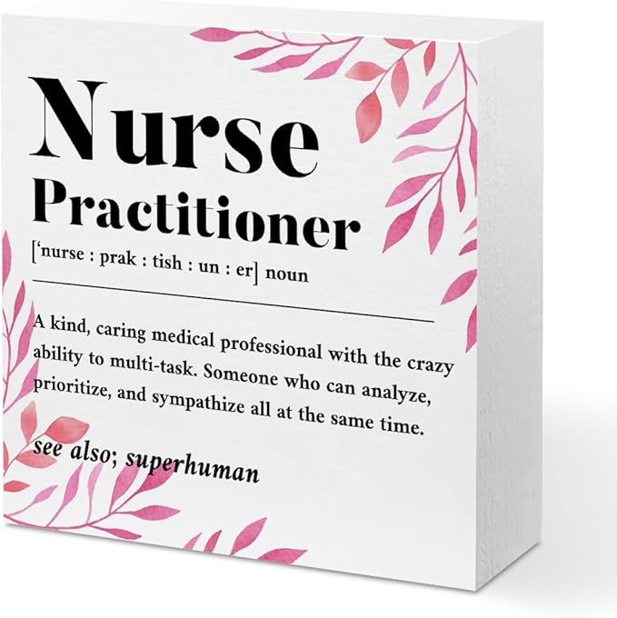 Nurse Practitioner Gifts for Women, Nurse Gifts Wood Box Sign, Appreciation Gifts for Nurse Coworker, Hospital Office Living Room Desk Cubicle Table Shelf Decor, Nurse Practitioner Week Gifts