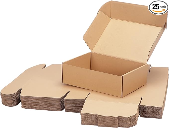 PHAREGE 10x7x3 inch Shipping Boxes Bulk 25 Pack Brown, Tab Lock Tuck Top Mailer Boxes for Packaging Small Business, Medium Cardboard Gift Boxes for Wrapping Mailing Present