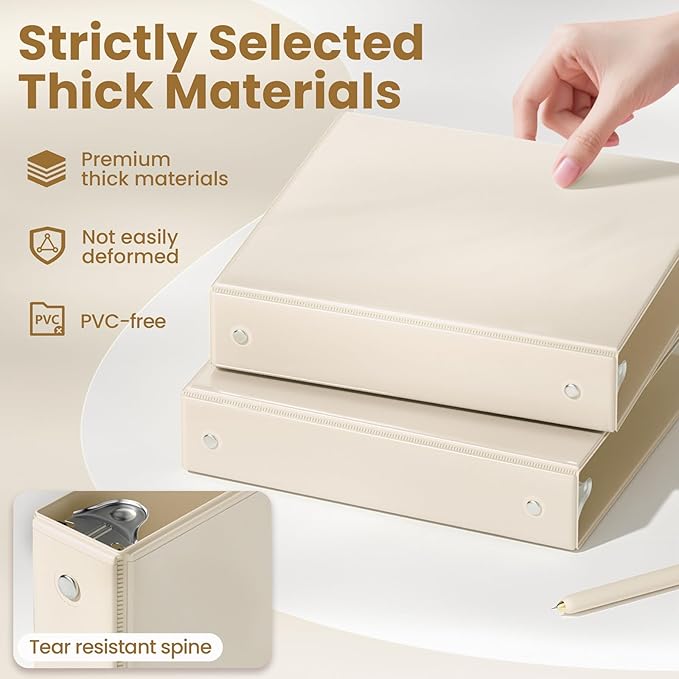 SUNEE 3 Ring Binder 1.5 Inch 1 Pack, Clear View Binder Three Ring PVC-Free (Fit 8.5x11 Inches) for School or Office Supplies, Gray-Brown