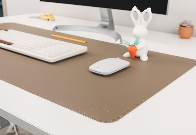 NODITO Dual-Sided Leather Desk Pad,Blotter for Laptop Computer,Mouse Pad,Writing,Drawing,Arts and Craft Mat (17"x24", Khaki)