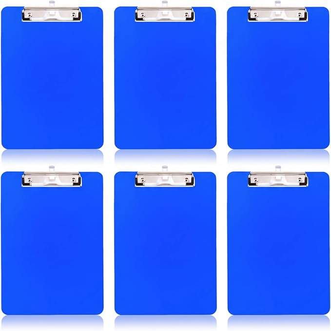 TFDLCG zm 6 PCS Clipboards Bulk with Pen Holder,Standard A4 Letter Size,Plastic Clip Boards 8.5x11 Heavy Duty,Low Profile Clipboard for Men Kids Teacher,Office School Home Work,Blue
