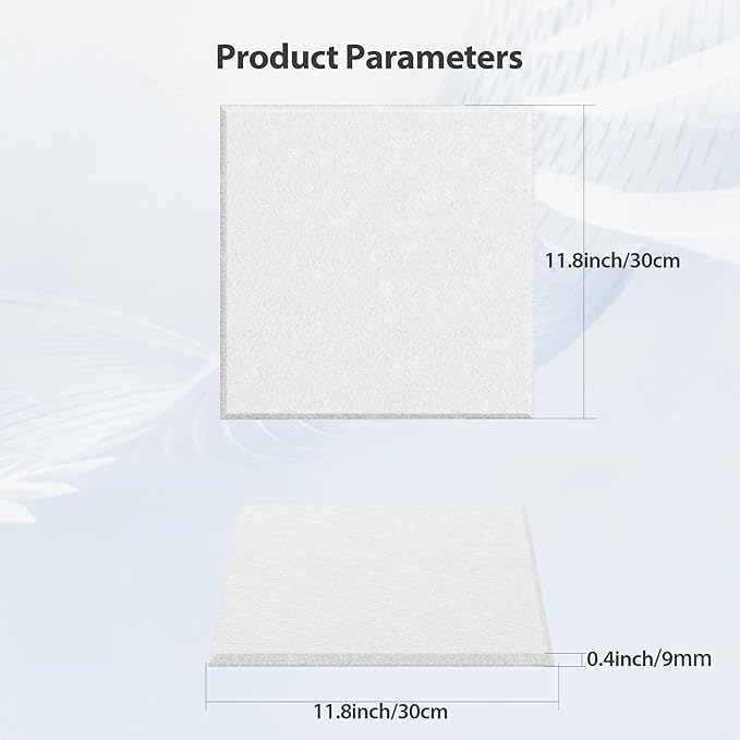 Amantech 12 Pack Acoustic Panels Self Adhesive Sound Proof Foam, High Density Sound Acoustic Panel, 12X12X0.4 Inch Square Panels in Home, Office, Reccording Room, Studio,and more(Snow White)