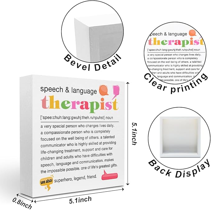 Speech Therapist Gift, Speech Therapy Gifts Wood Box Sign, Speech Pathologist Gifts, SLP Gifts Appreciation Gifts, Office Home Desk Cubicle Table Shelf Decor, Speech Therapist Gifts for Women