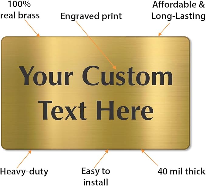 SmartSign Custom Brass Sign - 6" x 10", 40 mil REAL Bugle Brass Metal, Personalized Name Door Sign, Heavy-Duty Premium Engraved Door/Wall Mount Plaque for Business/Office, Gold and Black