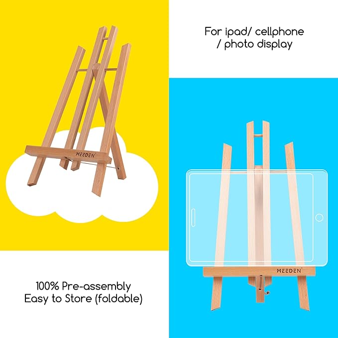 MEEDEN 16 Inch Tabletop Easel: 12 Pack Beech Wood Easel for Painting - Display Table Top Easel Canvas Stand for Painting Sign