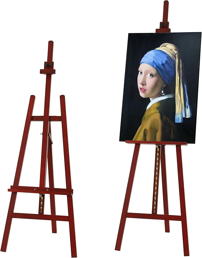 VISWIN Wooden Art Easel for Painting, Adjustable & Foldable Beech Wood Display Easel Stand for Canvas, Hold Canvas up to 43", 57''-76" H Floor Art Easel for Adults, Artists, Beginners - Walnut