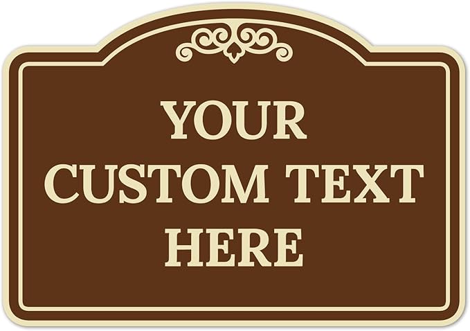 Custom Decorative Sign, Personalized Metal Sign for Business, Driveway, Home, Airbnb, Office Door Plaque, Brown Background Sign, 7x10 Inches, ACM, Fade Resistant, Made in USA by Sigo Signs