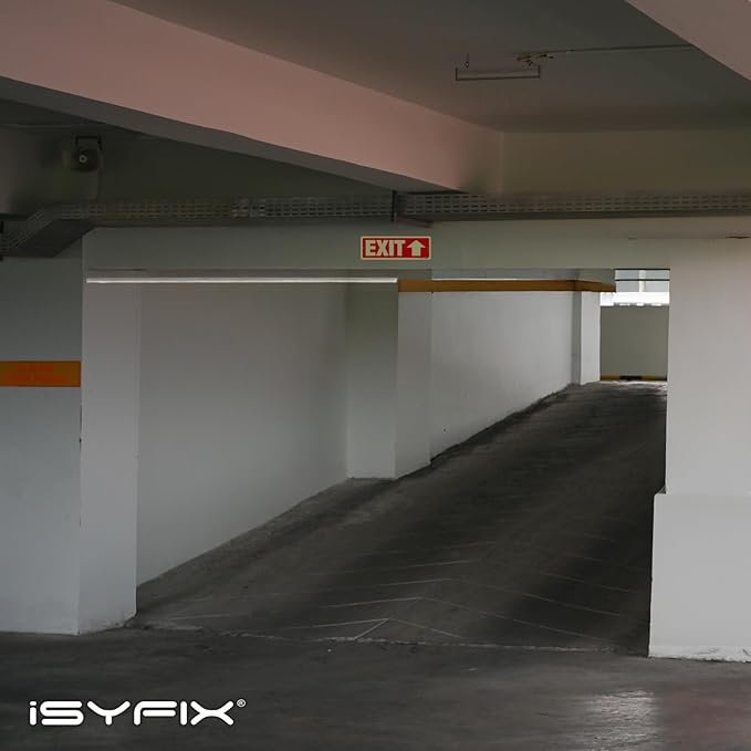 iSYFIX Exit Signs with Directional Up Arrow, Glow in the Dark, Photoluminescent Aluminum 12x4 Inch - 6 Pack, Laminated for UV & Weather Resistance, Ideal for Offices, Schools, Theaters & More