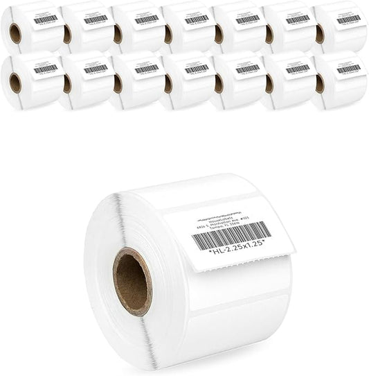 HOUSELABELS 2.25" x 1.25" Address Labels on 1" Core Compatible with Zebra and Rollo Printers, 15 Rolls / 1,000 Labels per Roll