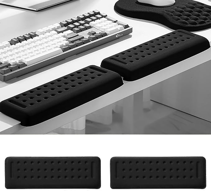 Pack of 2 L-Shaped Wrist Rest Keyboard, Memory Foam Arm Rest Desk, Ergonomic Wrist Rest for Palm, Wrist & Forearm, Office & Home(Black)