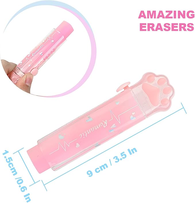 PANDENNER Retractable Pencil Eraser, Cute Erasers,Gradient Jelly Eraser,Suitable for School Home Office Supplies, 4Pcs (Eraser-ZHFL)