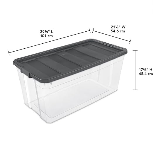 Sterilite 6-Pack Modular Stacker Box, Durable Clear Plastic Storage Bins with Latching Lids, 200 Quart - Stackable Organizing Container Boxes for Closet, Bathroom, and Office