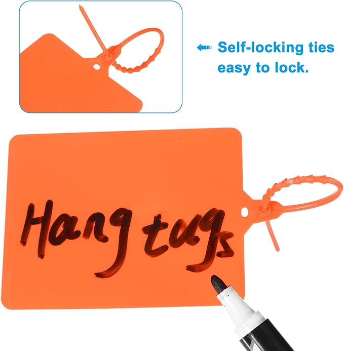 MECCANIXITY Plastic Seals Shipping Tags, for Basket Labels Cable Labels Tags Product Identification Tags, Logistics Marking, Outdoor Tagging, 3.1x3.9 Inch Orange 50Packs