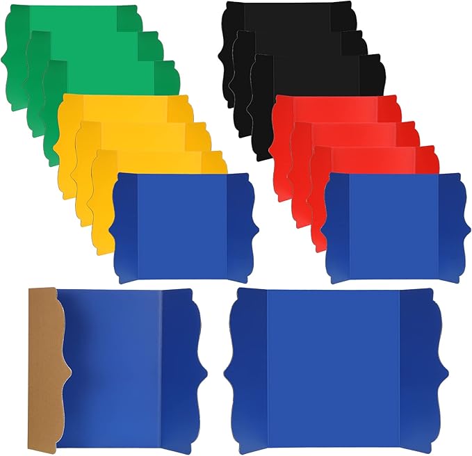 15 Pcs Trifold Presentation Board 12 x 20 Inch Trifold Poster Board Portable Science Fair Display Cardboard Foldable Posterboard for Photo Exhibition Meeting School(Colorful)