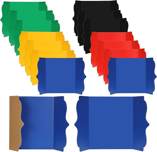 15 Pcs Trifold Presentation Board 12 x 20 Inch Trifold Poster Board Portable Science Fair Display Cardboard Foldable Posterboard for Photo Exhibition Meeting School(Colorful)