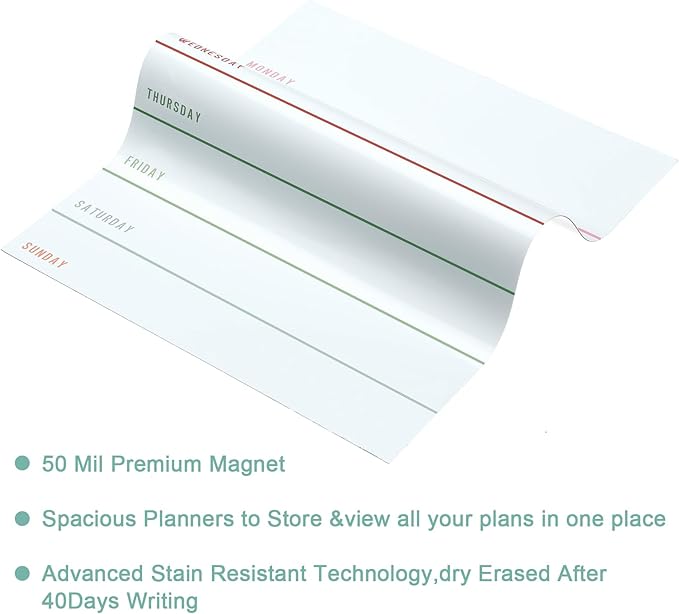 2 Pieces Magnetic Weekly Dry Erase Boards Erasable Weekly Calendars Whiteboard Planners with 2 Pieces Markers for Office, Home, School Supplies (Simple Style)