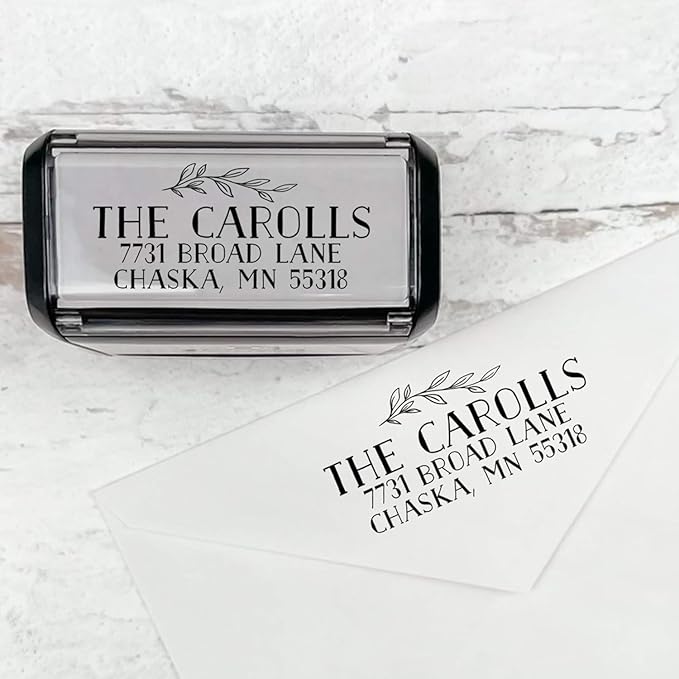 Self Inking Modern Address Stamps | Custom Return Address Stamper (Bold Branch, Xtra Wide)