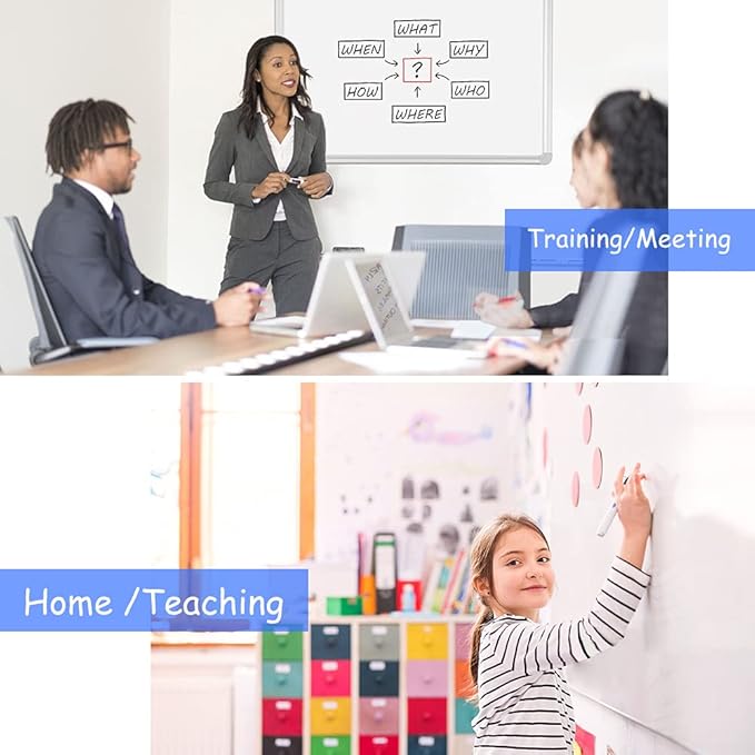 DEVELOP Large Magnetic Dry Erase White Board 60 x 36 Inches, Wall-Mounted 5' x 3' Whiteboard for Home Office School, Silver Aluminium Frame with Detachable Marker Tray, 4 Markers 1 Eraser 4 Magnets