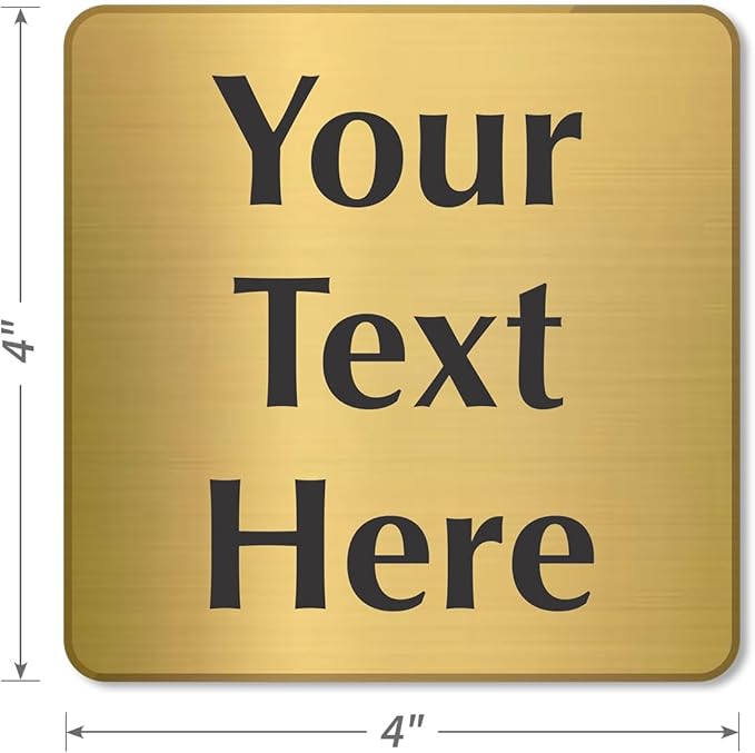 SmartSign Custom Brass Sign - 4" x 4", 40 mil REAL Bugle Brass Metal, Personalized Name Door Sign, Heavy-Duty Premium Engraved Door/Wall Mount Plaque for Business/Office, Gold and Black